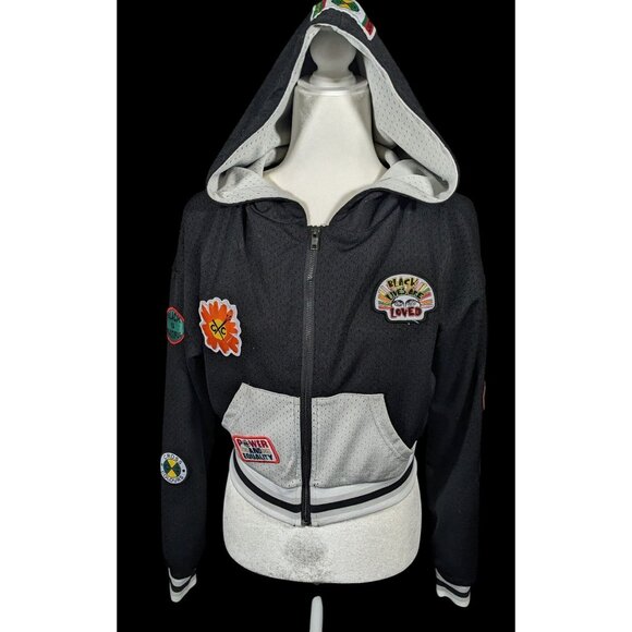 Cross Colours Black Pride Patch Black And Grey Zip Up Hoodie Size XS - Picture 1 of 16